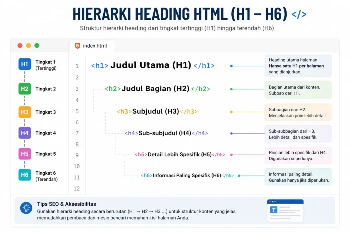 Belajar HTML #04: Cara Membuat Heading di HTML
